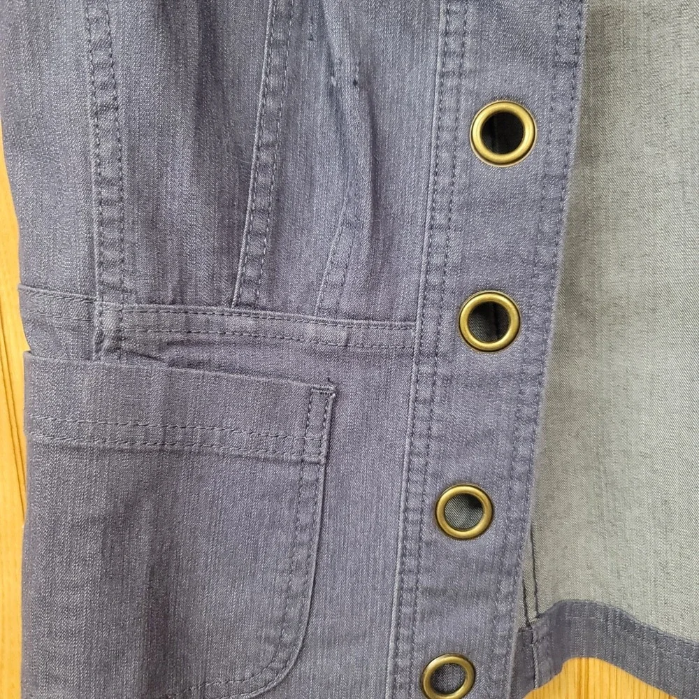 Christopher & Banks Womens Blue Grommet Trim Open Front Vest Chic Utility Size M